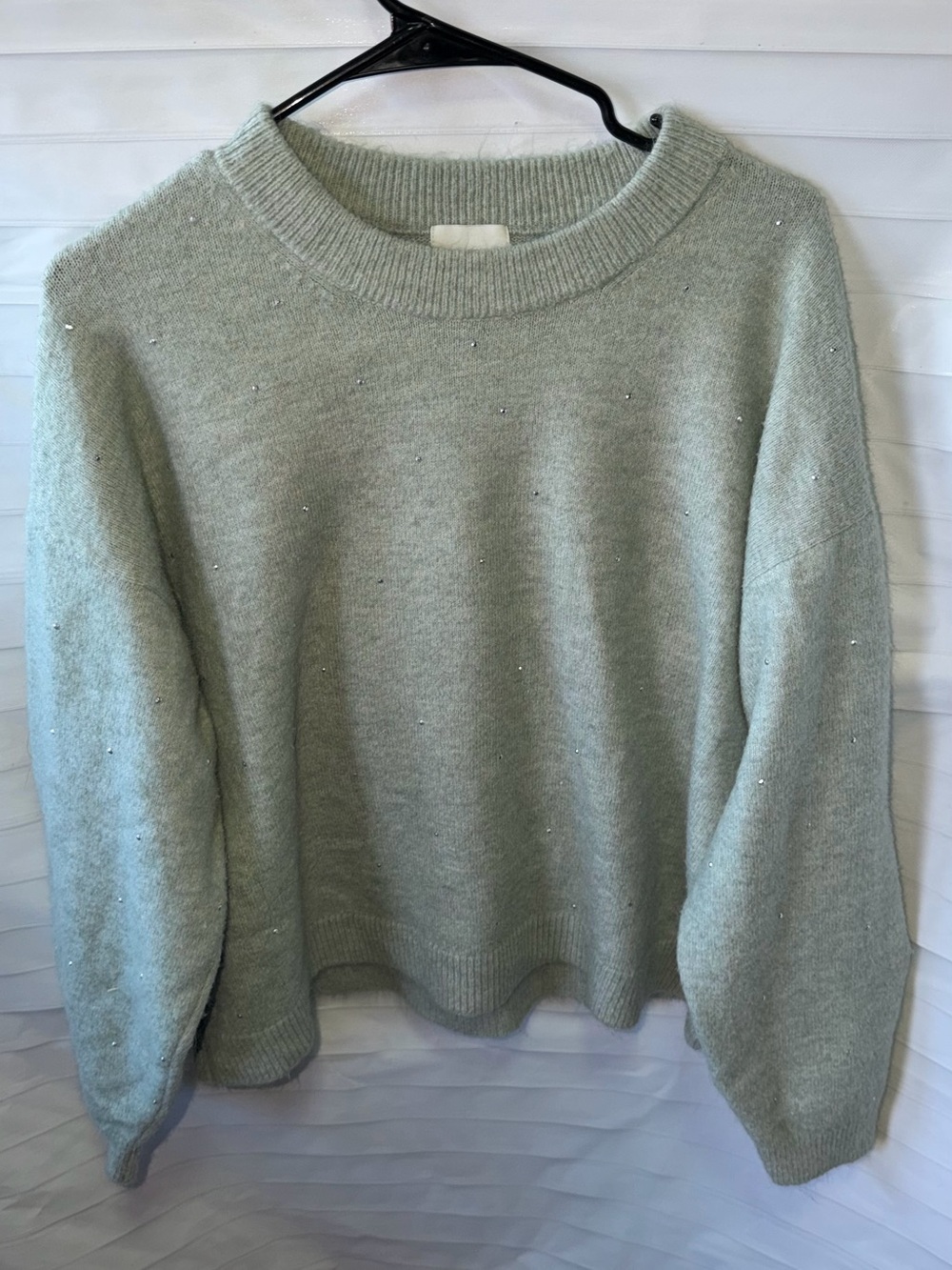 H&M Women’s Size Large Blue Ice Metallic Crewneck Long Sleeve Acrylic